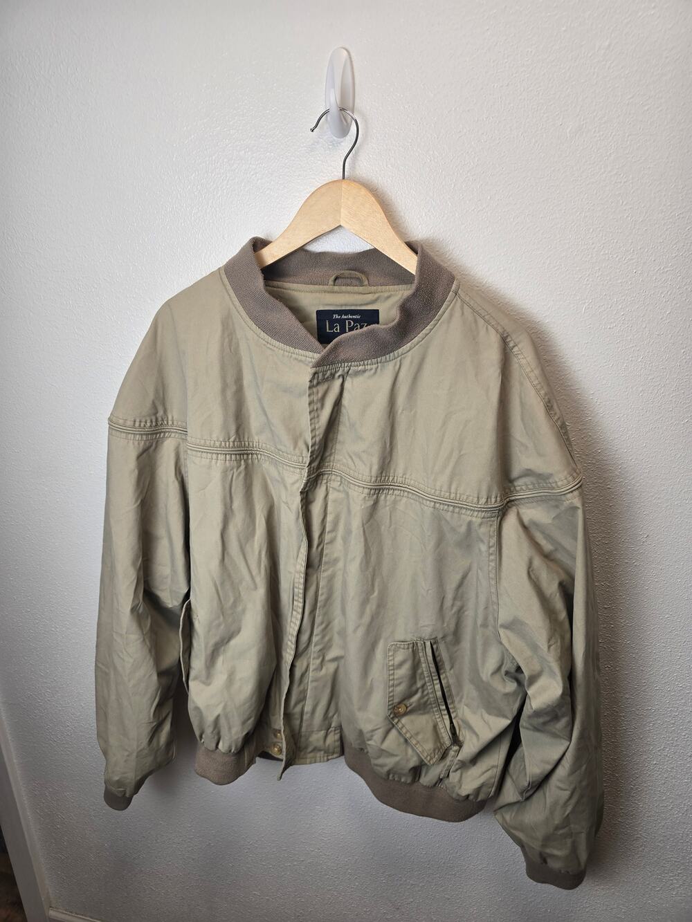 Vintage La Paz Catalina Jacket Mens XL Beige Vented Bomber Golf Harrington